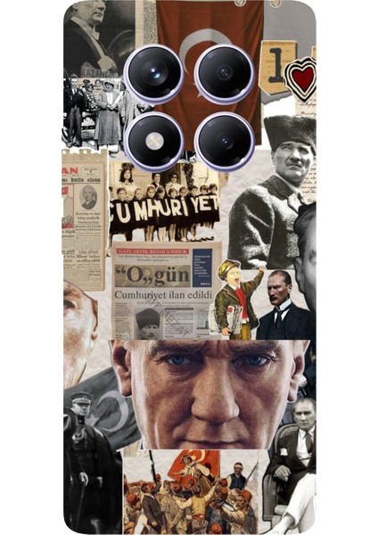 Redmi Note 14 Pro Plus 5g Uyumlu Atatürk Cumhuriyet Kolaj Baskılı Silikon Kılıf
