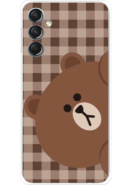 Samsung Galaxy A24 Uyumlu Kahverengi Ayı Yan Tasarımlı Baskılı Silikon Kılıf