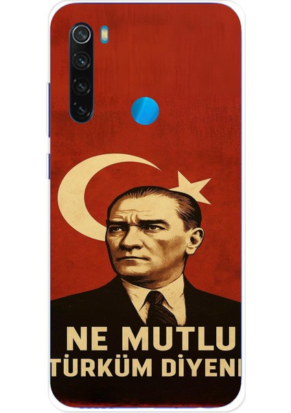 Redmi Note 8 Uyumlu Ne Mutlu Türkiye Bayrak Atatürk Baskılı Silikon Kılıf
