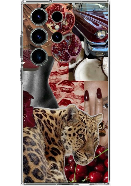Samsung Galaxy S24 Ultra Uyumlu Leopar Kırmızı Vibes Baskılı Silikon Kılıf