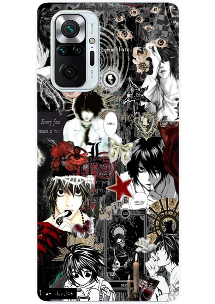 Redmi Note 10 Pro Uyumlu Death Note Kolaj Tasarımlı Baskılı Silikon Kılıf