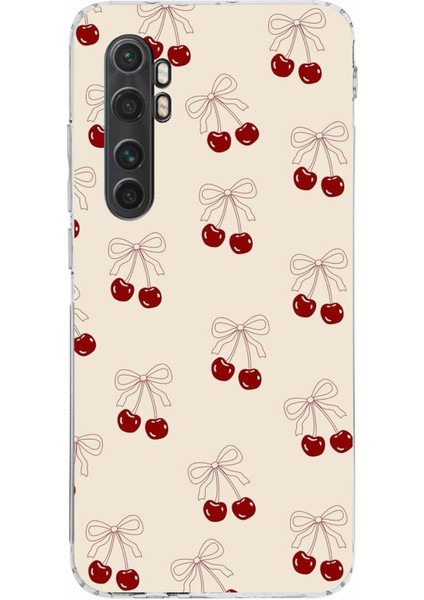 Mi Note 10 Lite Uyumlu Fiyonklu Kirazlar Baskılı Silikon Kılıf