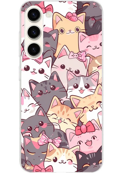 Samsung Galaxy S24 Plus Uyumlu Sevimli Kediler Baskılı Silikon Kılıf