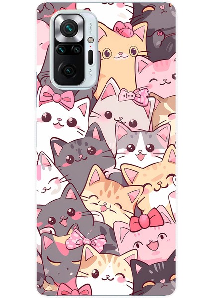 Redmi Note 10 Pro Uyumlu Sevimli Kediler Baskılı Silikon Kılıf