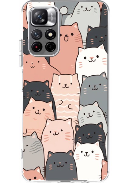 Redmi 10 Uyumlu Pufi Kedicikler Tasarımlı Baskılı Silikon Kılıf