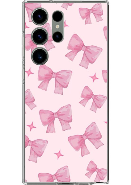 Samsung Galaxy S23 Ultra Uyumlu Pembe Fiyonklar Baskılı Silikon Kılıf