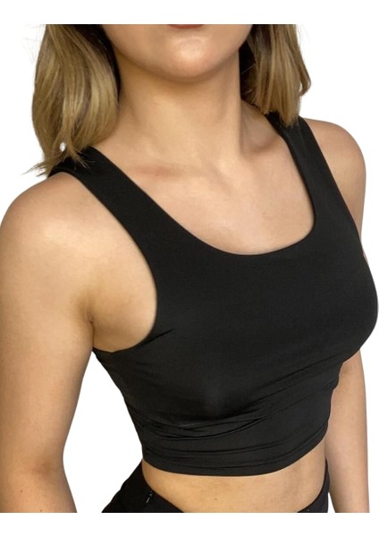 Askılı Crop Bluz-Si̇yah