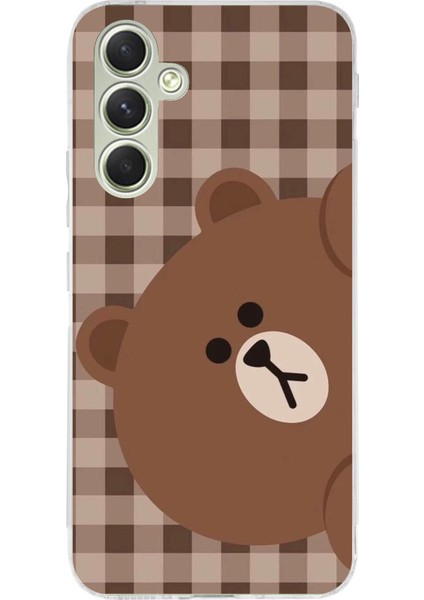 Samsung Galaxy A15 Uyumlu Kahverengi Ayı Yan Tasarımlı Baskılı Silikon Kılıf