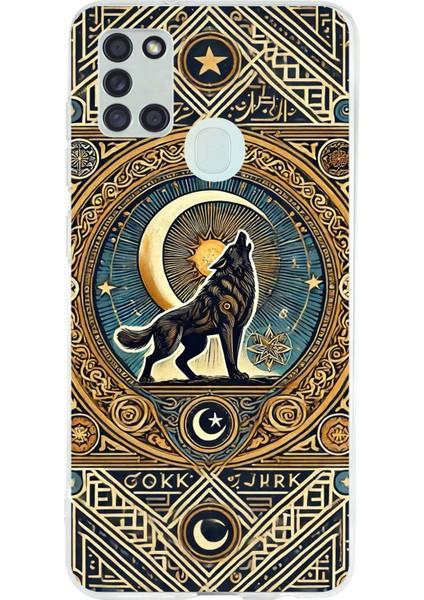 Samsung Galaxy A21S Uyumlu Yalnız Kurt Göktürk Baskılı Silikon Kılıf