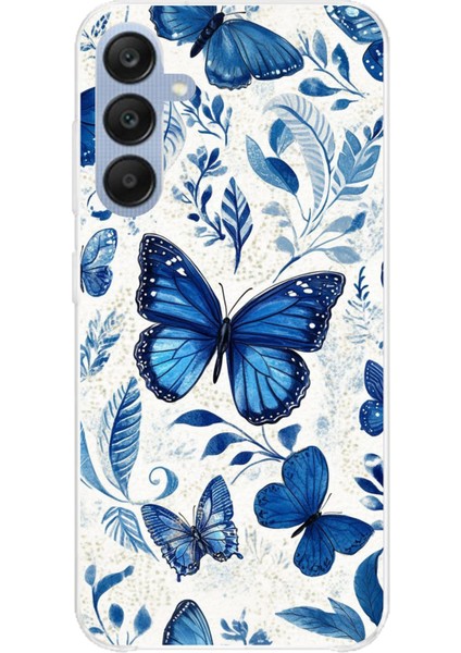 Samsung Galaxy A25 Uyumlu Mavi Kelebekler Baskılı Silikon Kılıf