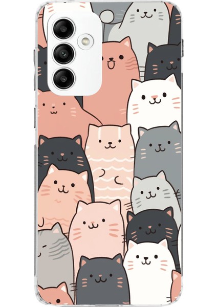 Samsung Galaxy A05S Uyumlu Pufi Kedicikler Tasarımlı Baskılı Silikon Kılıf