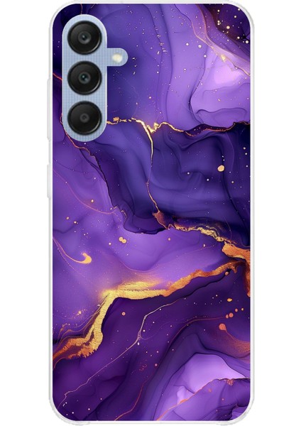 Samsung Galaxy A25 Uyumlu Ametist Taşı Mor Mermer Baskılı Silikon Kılıf