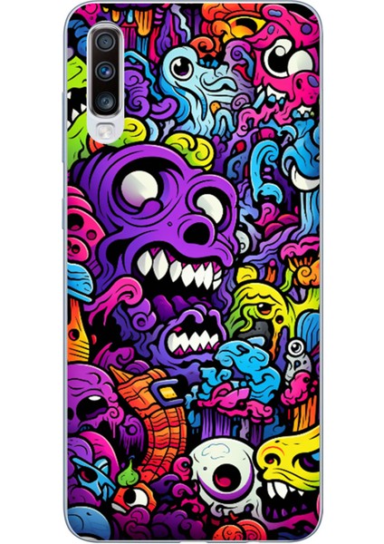 Samsung Galaxy A30S - A50 Uyumlu Psikodeli Renkli Canavarlar Baskılı Silikon Kılıf