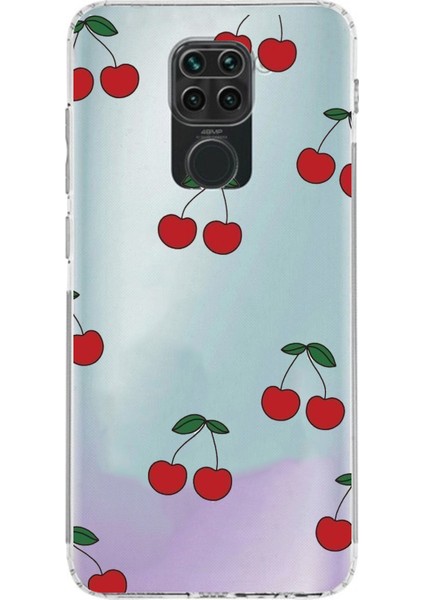 Redmi Note 9 Uyumlu Kirazlar Tasarımlı Baskılı Silikon Kılıf
