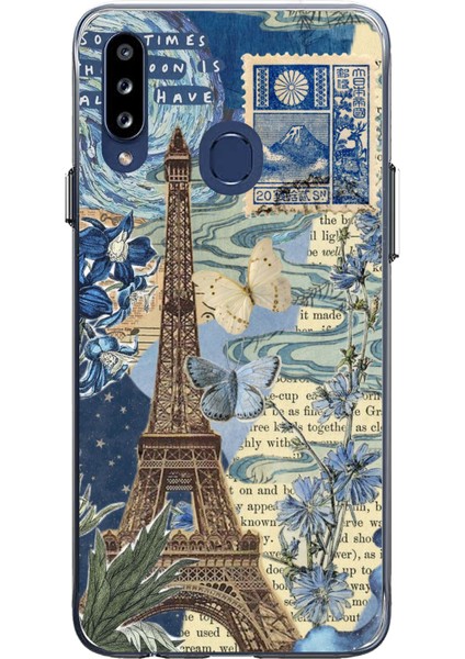 Samsung Galaxy A20S Uyumlu Paris ve Eyfel Kulesi Baskılı Silikon Kılıf