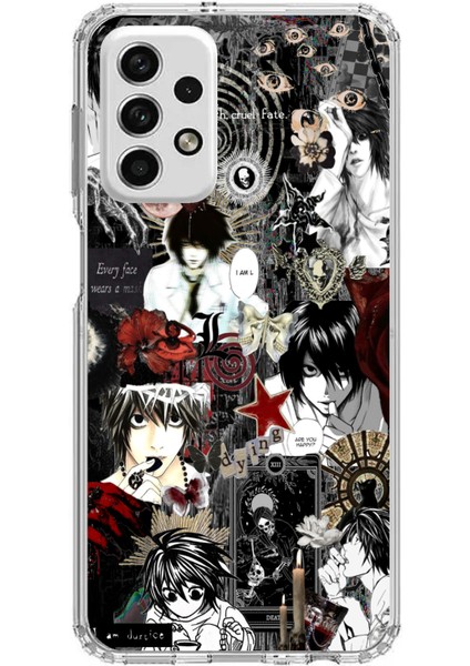 Samsung Galaxy A73 Uyumlu Death Note Kolaj Tasarımlı Baskılı Silikon Kılıf