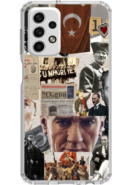 Samsung Galaxy A73 Uyumlu Atatürk Cumhuriyet Kolaj Baskılı Silikon Kılıf