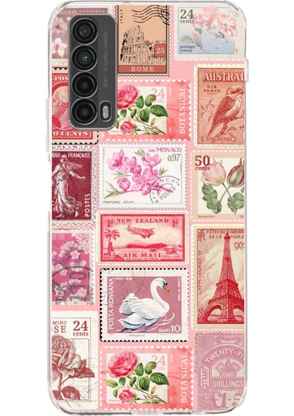 Huawei P Smart 2021 Uyumlu Pembe Posta Pulları Baskılı Silikon Kılıf