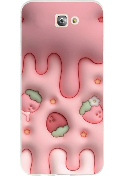 Samsung Galaxy J7 Prime Uyumlu Çilekli Pasta Baskılı Silikon Kılıf