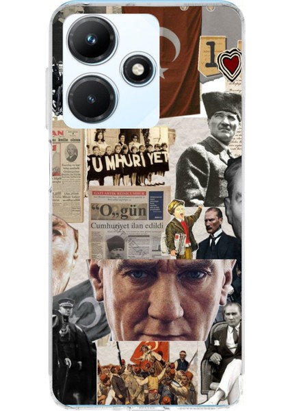 Infinix Hot 30I Uyumlu Atatürk Cumhuriyet Kolaj Baskılı Silikon Kılıf