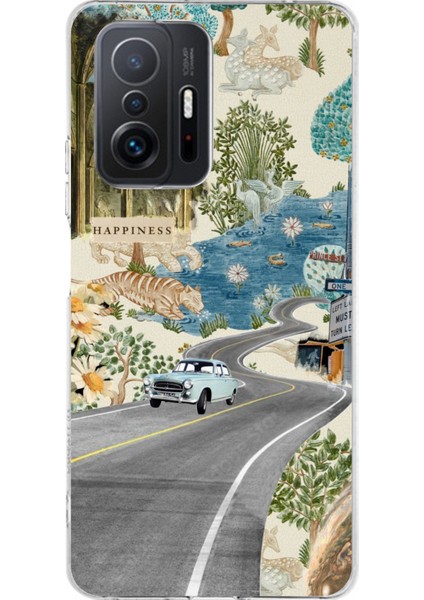 Xiaomi Mi 11T - 11T Pro Uyumlu Yeşil Sanatsal Yol Çiçekler Baskılı Silikon Kılıf