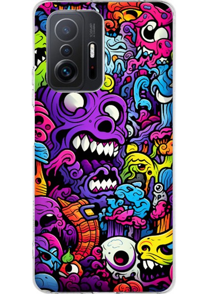 Xiaomi Mi 11T - 11T Pro Uyumlu Psikodeli Renkli Canavarlar Baskılı Silikon Kılıf