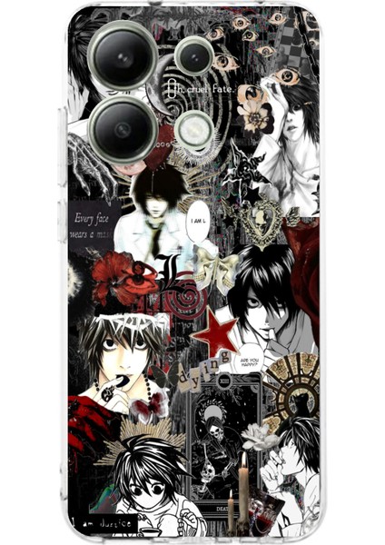 Redmi Note 13 4g Uyumlu Death Note Kolaj Tasarımlı Baskılı Silikon Kılıf