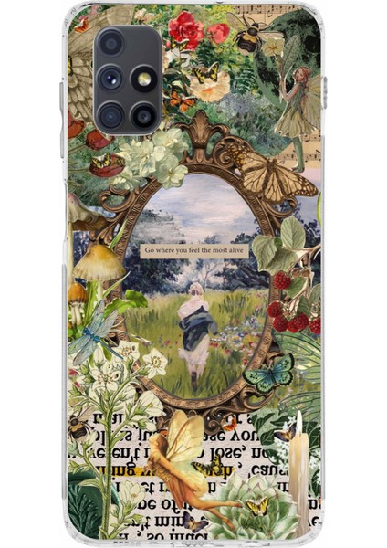 Samsung Galaxy M51 Uyumlu Yeşil Doğa Baskılı Silikon Kılıf