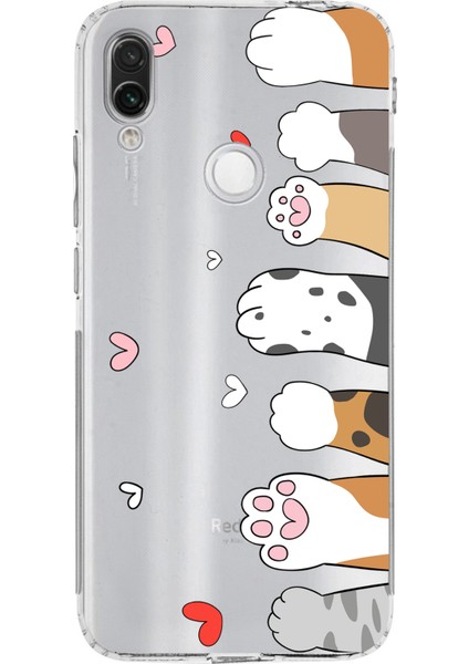 Redmi Note 7 Uyumlu Sevimli Kedi Patiler Tasarımlı Baskılı Silikon Kılıf