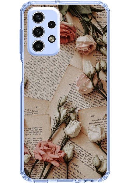 Samsung Galaxy A33 Uyumlu Retro Gazete Güller Tasarımlı Baskılı Silikon Kılıf