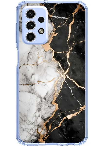 Samsung Galaxy A33 Uyumlu Siyah Beyaz Mermer Baskılı Silikon Kılıf
