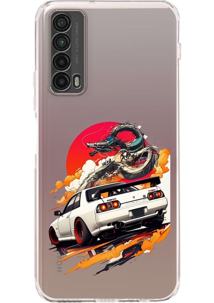 Huawei P Smart 2021 Uyumlu Gtr Güneş Ejderha Tasarımlı Baskılı Silikon Kılıf