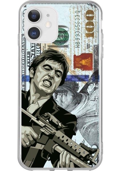 iPhone 11 Uyumlu Scarface Dolar Tasarımlı Baskılı Silikon Kılıf