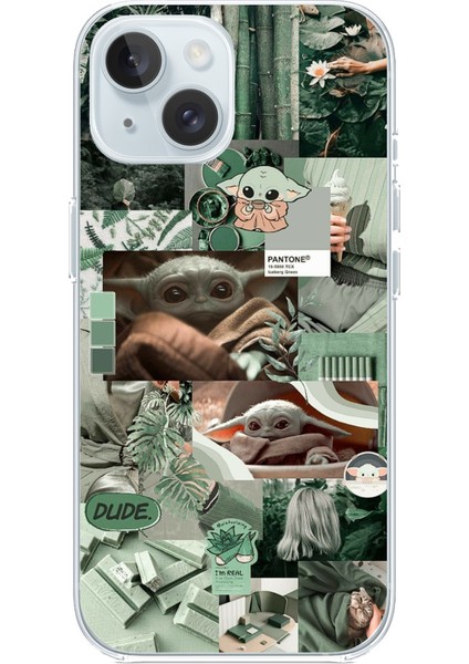 iPhone 15 Uyumlu Yoda Kolaj Baskılı Silikon Kılıf