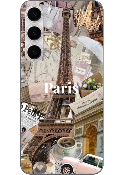 Galaxy S24 Fe Uyumlu Paris Kolaj Baskılı Silikon Kılıf