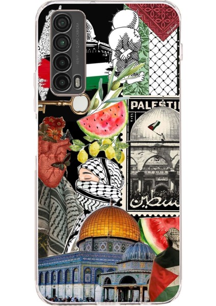 Huawei P Smart 2021 Uyumlu Filistin Özgürlük Kolajı Baskılı Silikon Kılıf