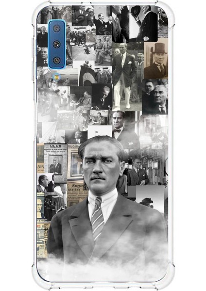 Samsung Galaxy A7 2018 Uyumlu Mustafa Kemal Atatürk Kolaj Baskılı Silikon Kılıf