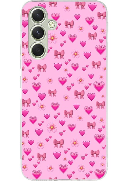 Samsung Galaxy A15 Uyumlu Pembe Minik Kalpler Baskılı Silikon Kılıf