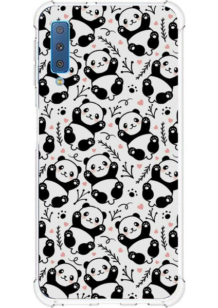 Samsung Galaxy A7 2018 Uyumlu Minik Pandalar Baskılı Silikon Kılıf