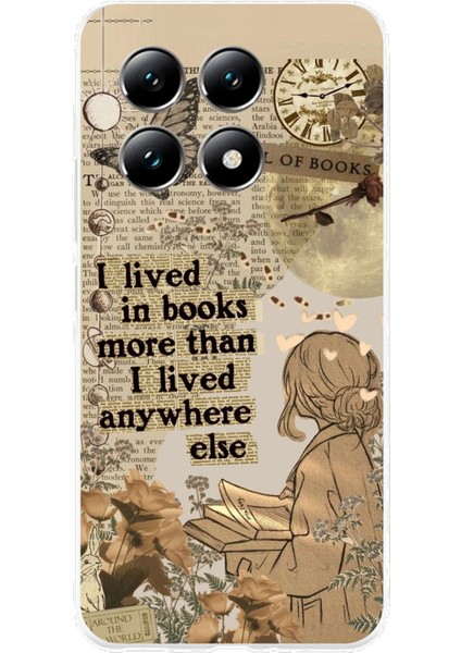 Xiaomi Mi 14T Pro Uyumlu Kitap Okuyan Kadın Retro Baskılı Silikon Kılıf