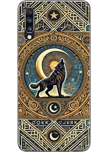 Samsung Galaxy A70 Uyumlu Yalnız Kurt Göktürk Baskılı Silikon Kılıf