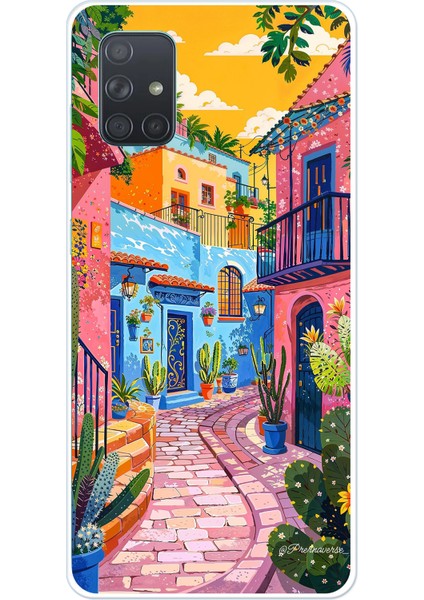 Samsung Galaxy A71 Uyumlu Renkli Sanat Sokak Silikon Kılıf
