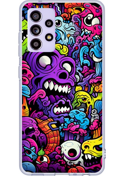 Samsung Galaxy A52 - A52S Uyumlu Psikodeli Renkli Canavarlar Baskılı Silikon Kılıf
