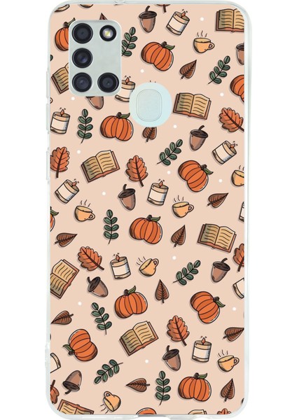 Samsung Galaxy A21S Uyumlu Sonbahar Balkabağı Baskılı Silikon Kılıf