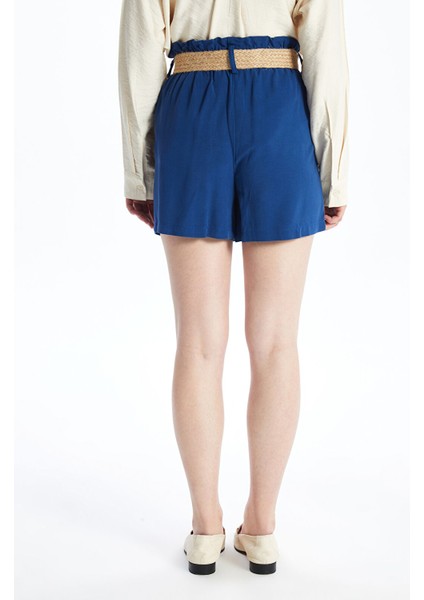 Yeni Sezon Beli Kemerli Keten Karışımlı Kadın Şort fırsatları