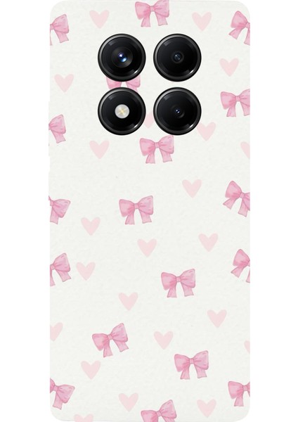 Redmi Note 14 Pro 5g Uyumlu Fiyonklar ve Pembe Kalpler Baskılı Silikon Kılıf