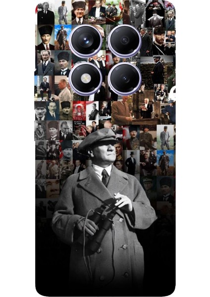 Redmi Note 14 Pro Plus 5g Uyumlu Atatürk Portre Kolaj Baskılı Silikon Kılıf