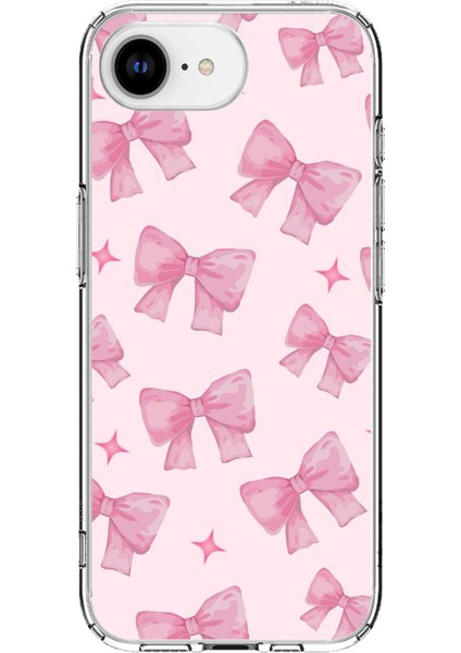 iPhone 16E Uyumlu Pembe Fiyonklar Baskılı Silikon Kılıf