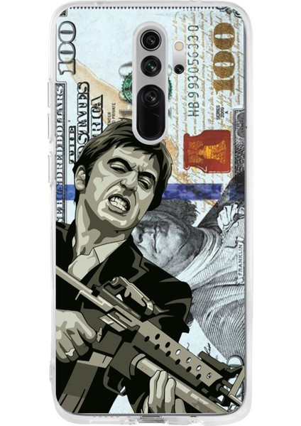Redmi Note 8 Pro Uyumlu Scarface Dolar Tasarımlı Baskılı Silikon Kılıf