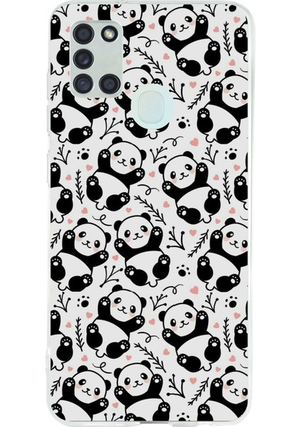 Samsung Galaxy A21S Uyumlu Minik Pandalar Baskılı Silikon Kılıf